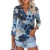 Женская летняя модная повседневная рубашка с v-образным вырезом и рукавами три четверти с принтом, топ