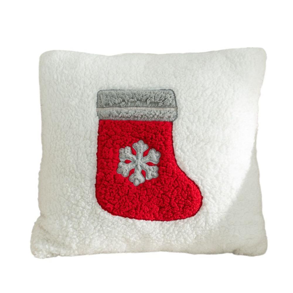 Square Throw Pillowcover Plush Cushion Cover Warm Christmas Pillowcase Sofa/Bed