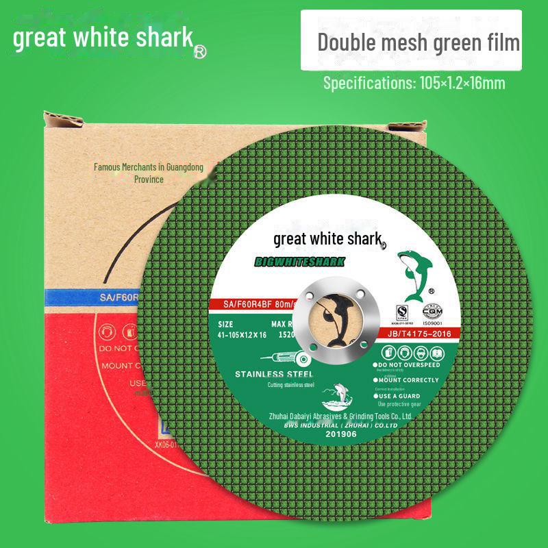 Отрезной диск из нержавеющей стали Great White Shark, 105x1,2x16 мм, шлифовальный круг с двойной сеткой для угловой шлифовальной машины