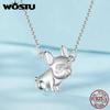 925 Sterling Silver French Bulldog Pendant Necklace Cute Dog Neck Chain for Women Party Jewelry Gift