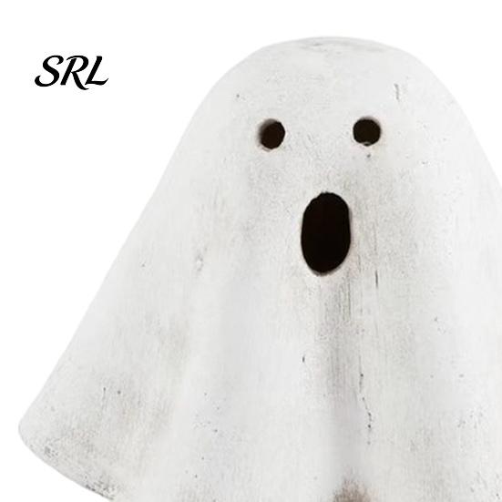 Vintage Style Ghost Figurine Light Up Halloween Decoration, Cute Spooky with Holiday Tabletop Ornament Warm LED for Indoor Mantel Fireplace Home Party
