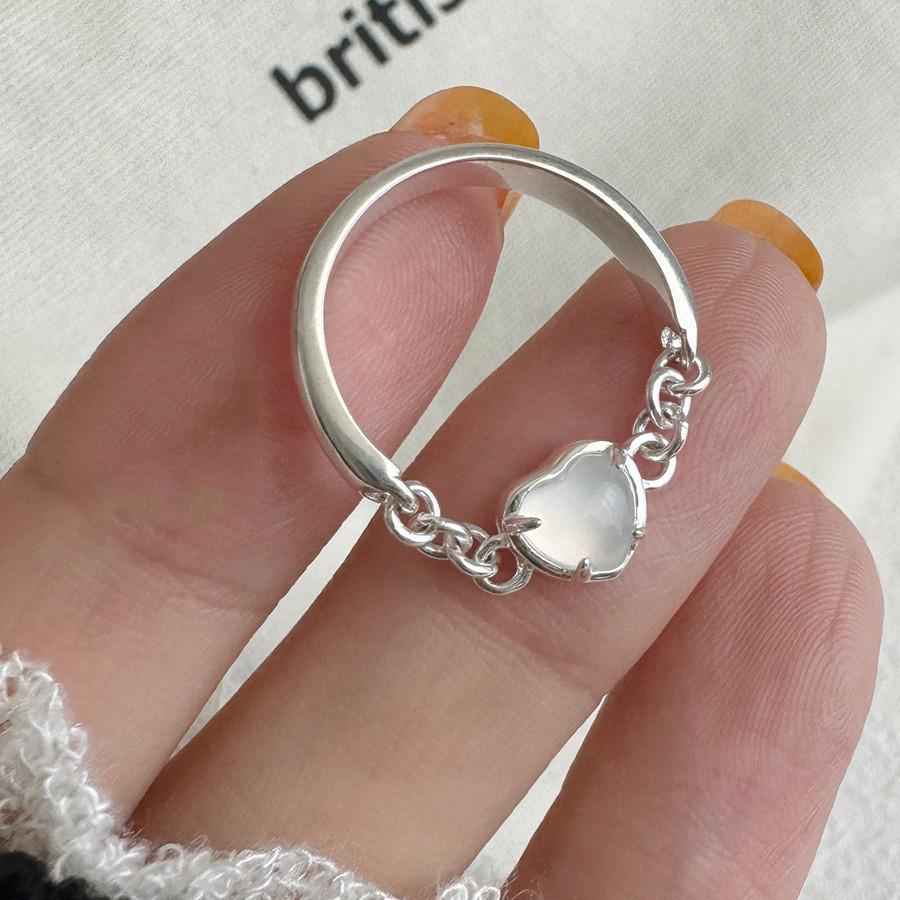 Trendy High-end Moonstone And Zircon Ring With Stylish Wave Pattern Ideal For Modern Ladies