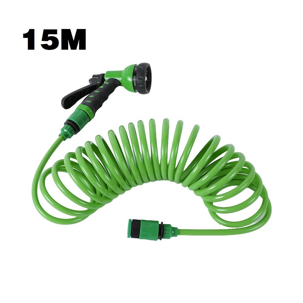 Садовый шланг-спираль из ЭВА с пружинным возвратом, с 3/4" коннектором и 7-функциональным распылителем для купания питомцев, мытья машин