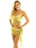 2Pcs Womens Shiny Sequin Tassels Belly Dance Costume Halter Bra Top with Hip Scarf Wrap Skirts Set Ballroom Dancewear