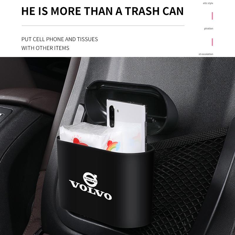 Car Square Pressing Type Hanging Trash Can For Volvo Rdesign Polestar AWD V50 S60 XC60 S40 XC40 XC90 V60 S80 S90 V90 V70 T6 T8
