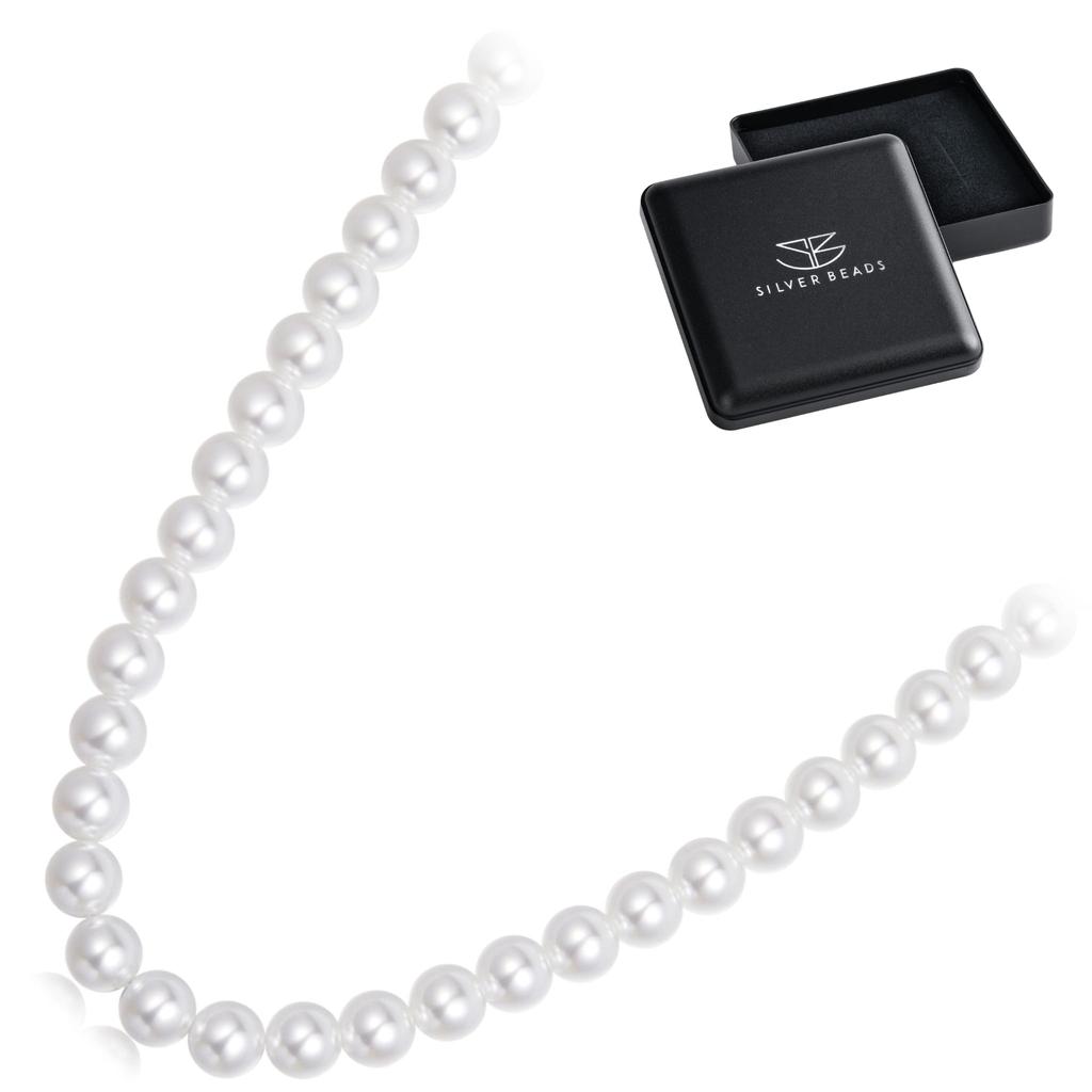 Silver necklace with pearls, 925 silver, size S, 45 cm