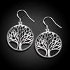 New 925 Sterling Silver Earrings For Women High Quality Jewelry Hollow Carved Round Tree Christmas Gifts