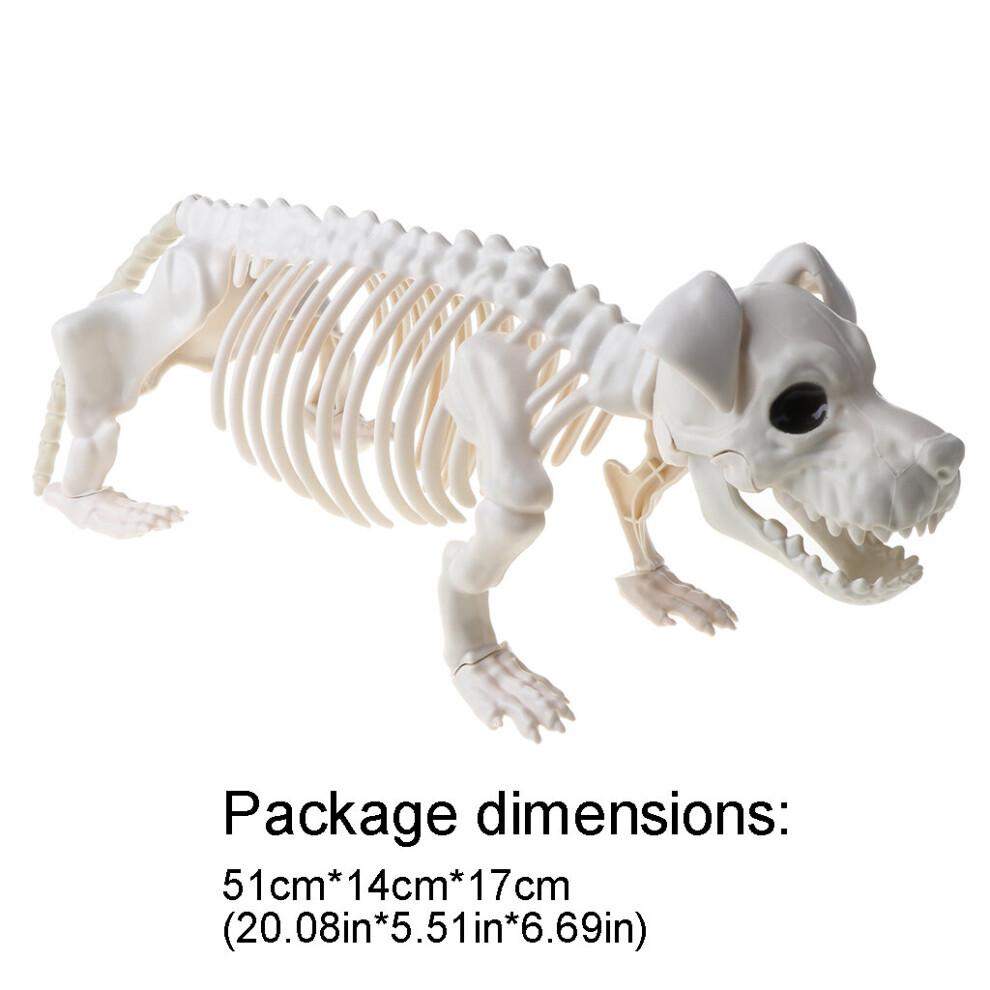 Plastic Scary Skeleton Dog Figurine Ornaments Home Study Decoration Halloween Decor Gift Halloween Presents