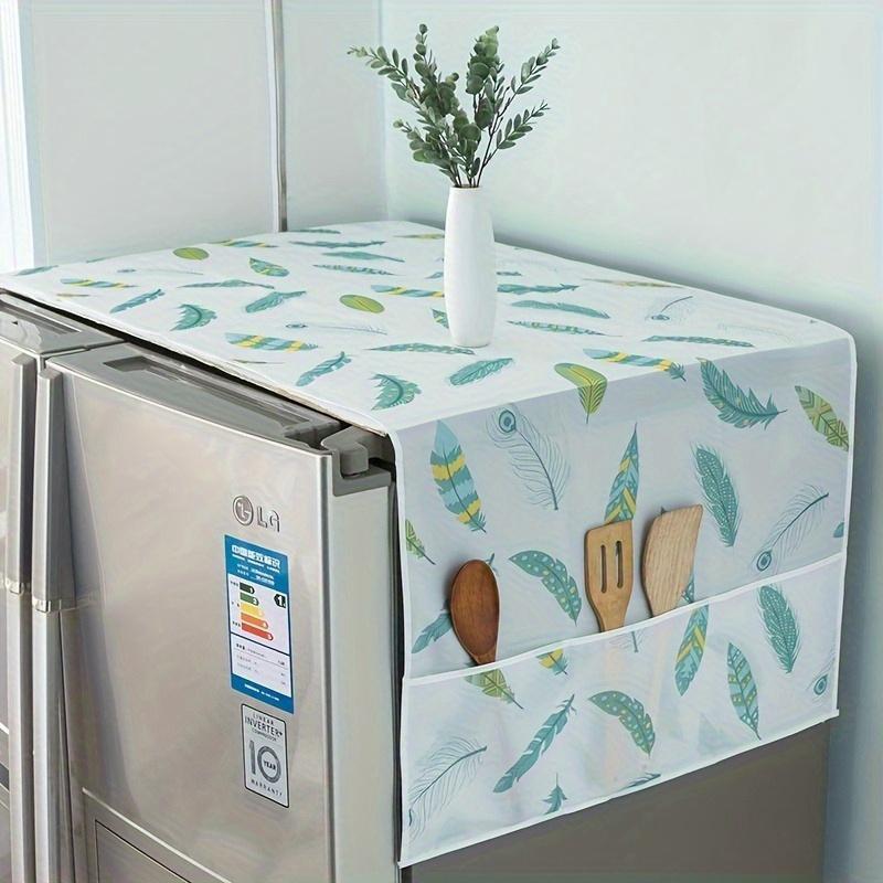 Versatile Fridge Dust Cover with Pockets - Made from durable PET Fabric, 50"x20"-Perfect for Modern Home & Kitchen Organization