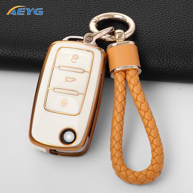 Чехол для ключа автомобиля для Volkswagen VW Polo Golf Passat Tiguan Beetle Caddy T5 Up Eos Skoda Octavia Seat Leon Altea