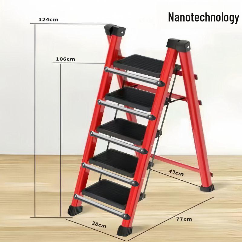 Folding Telescopic A-Frame Household Ladder, Thickened Step Stool, 3-4 Steps, Multifunctional Indoor Use.