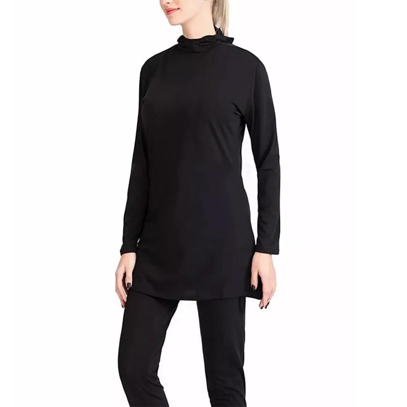 Women's Long Sleeve Sun Protection Conservative Swimsuit Split Two Piece Spa Holiday Including Hat Swimsuit