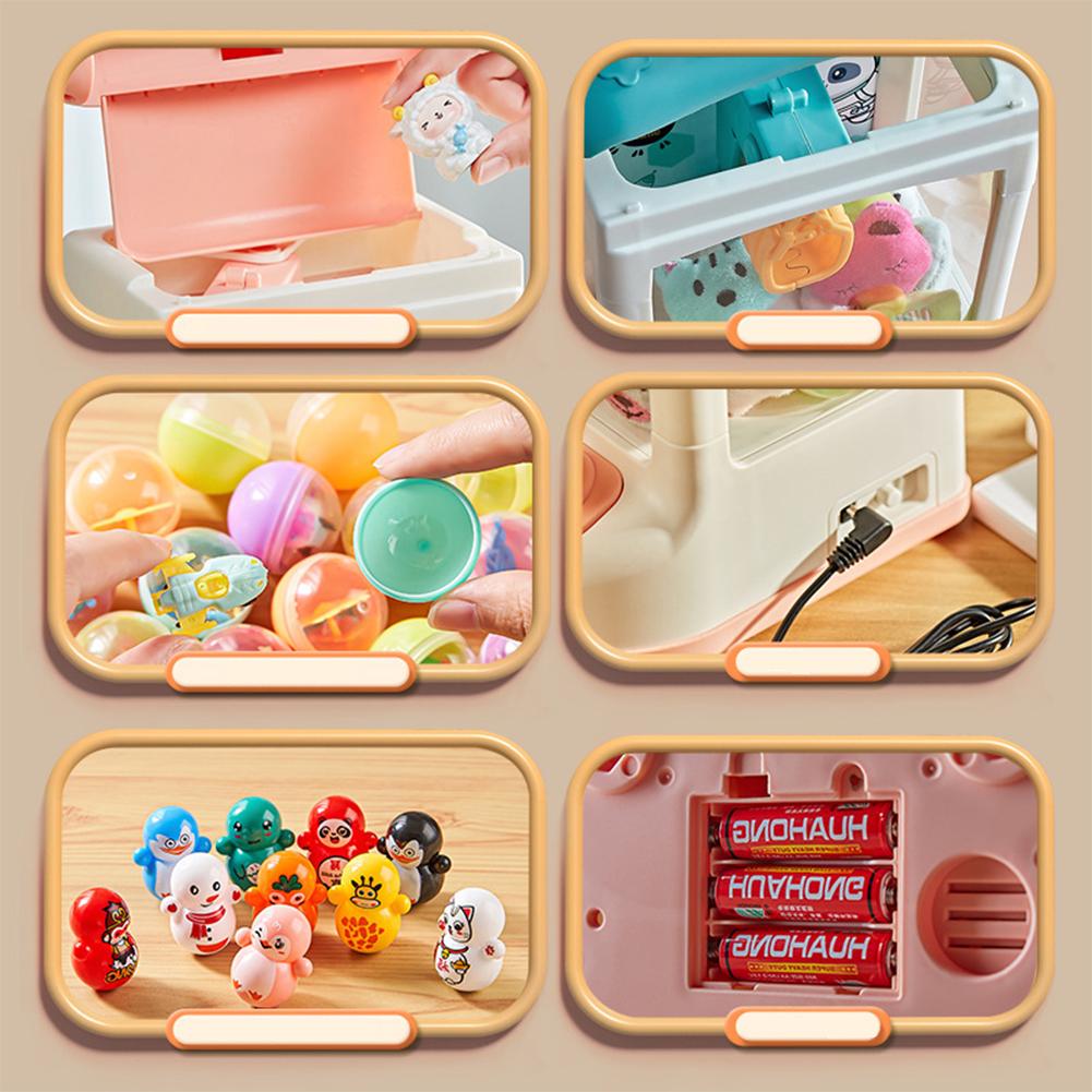 Детский игровой автомат с клешней Электронный аркадный автомат с клешней с музыкой и светом Машина для захвата игрушек с 10 куклами 10 капсульными игрушками