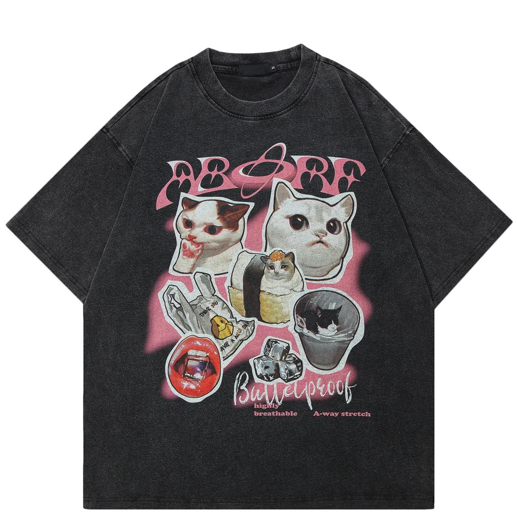 2024 Streetwear Japanese Cats Graphic Unisex T-Shirt