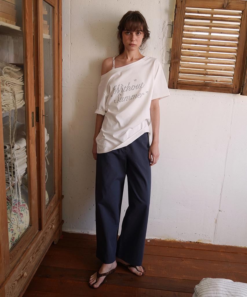 WITHOUT SUMMER Wide Cotton Pants_Navy