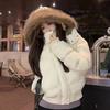 Small Design Fur Collar Hooded Winter Down Cotton Clothes Women's Winter New Bread Clothes Thickened Loose Coat