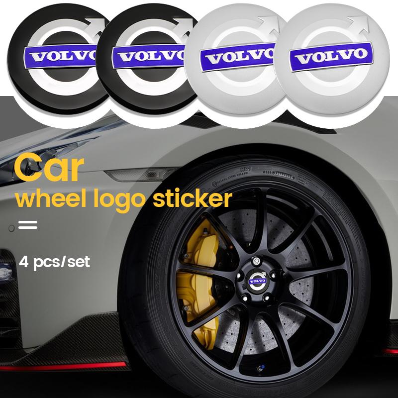 For Volvo Rdesign AWD C30 C70 S40 S60 S70 S80 S90 V40 V50 V60 V70 4pcs 56/60mm Car Wheel Center Cover Stickers Hub Caps Sticker