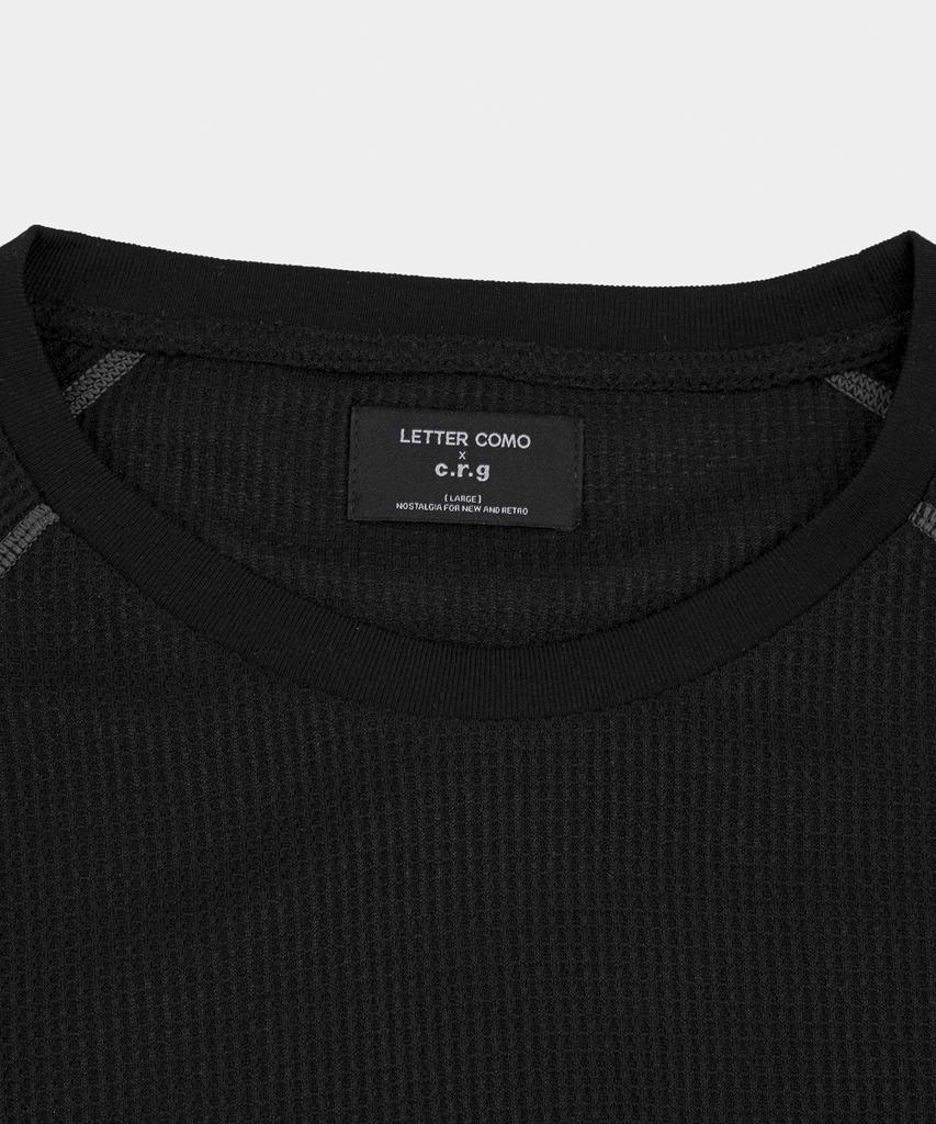 LETTERCOMO Raio Shell Waffle Sleeve Short Sleeve T-Shirt Black