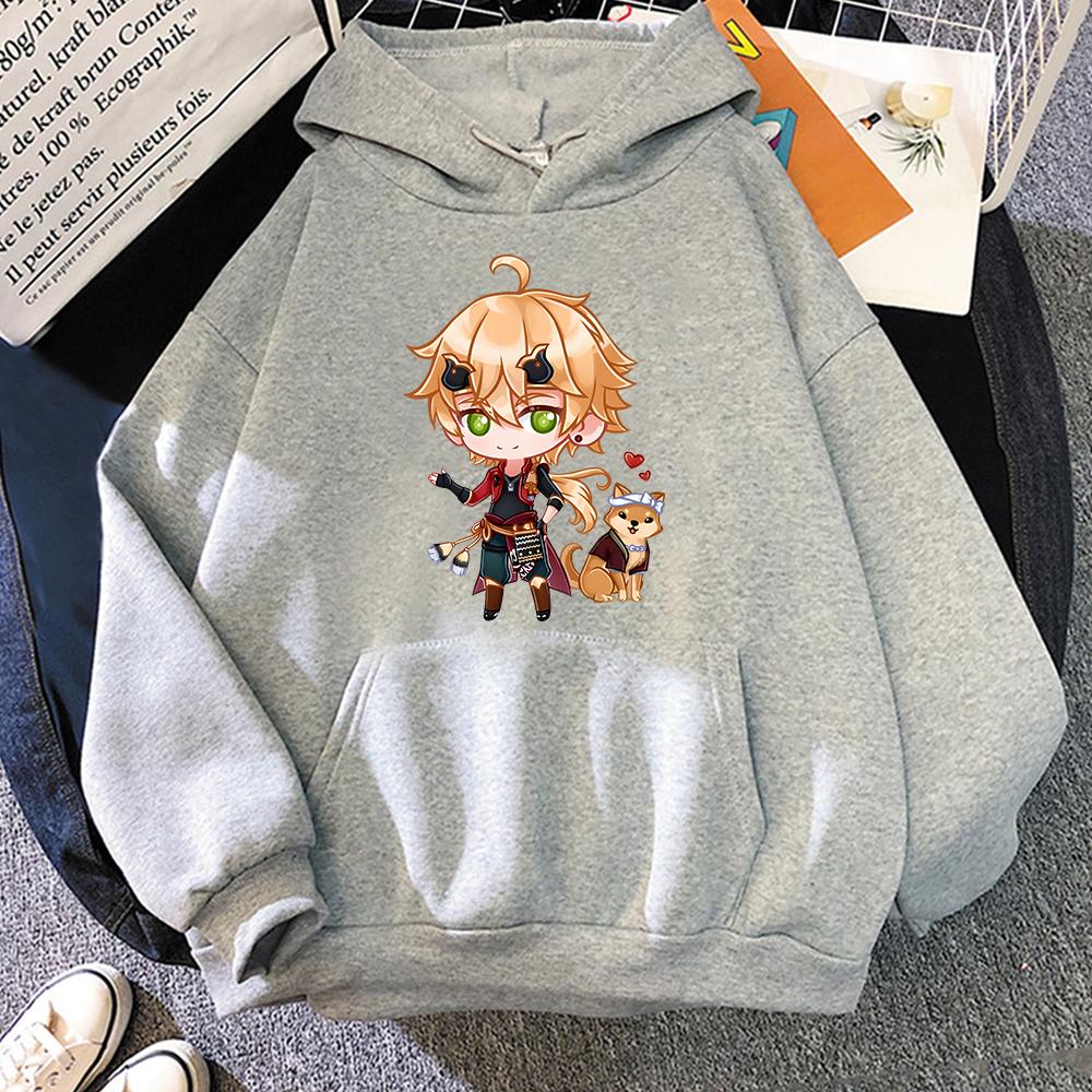 Hot Kawaii Oversized Genshin Impact Hoodie Game Printed Thoma Sweatshirts Horror Sudaderas Mujer Gothic Hip Hop Wo Unisex Streetwear