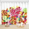 2PCS Cartoon Dessert Lollipop Curtain Pink Candy Curtain for Children Bedroom Living Room Kitchen Blinds Window Curtain Cortinas