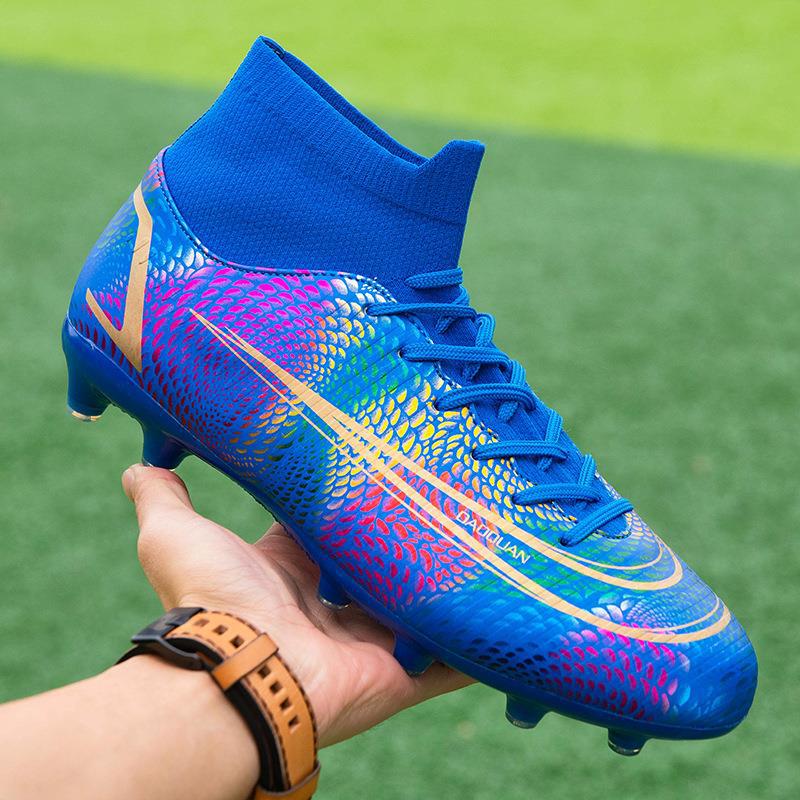 Белые футбольные бутсы с высоким верхом Ag длинные шипы Tf сломанные шипы Студенты мужчины и женщины взрослые дети обувь для тренировок на искусственном газоне Кроссовки