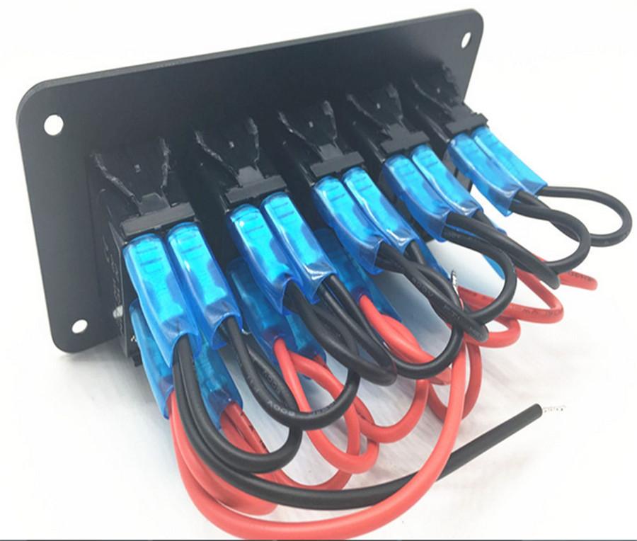 5 Gang On/Off Rocker Switch Panel Dual LED Light Car  Marine Boat Waterproof 12V/24V