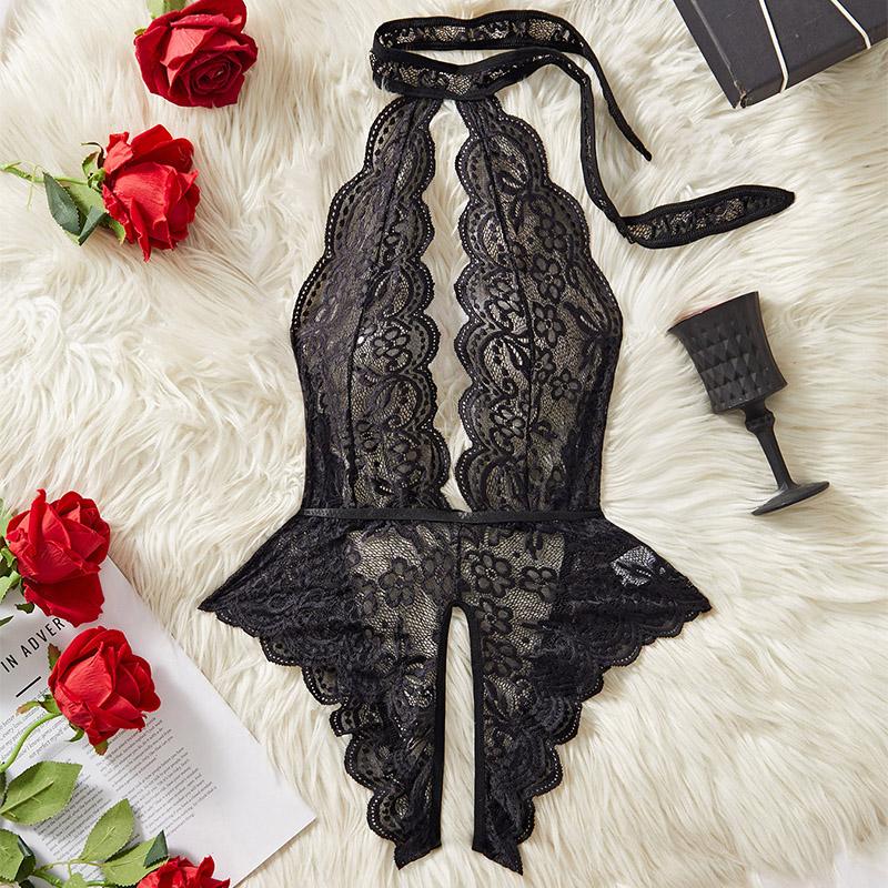 Сексуальное нижнее белье для женщин, цельный прозрачный кружевной комбинезон-пижама, боди с глубоким вырезом, без ластовицы, тедди, кукла, эротические костюмы