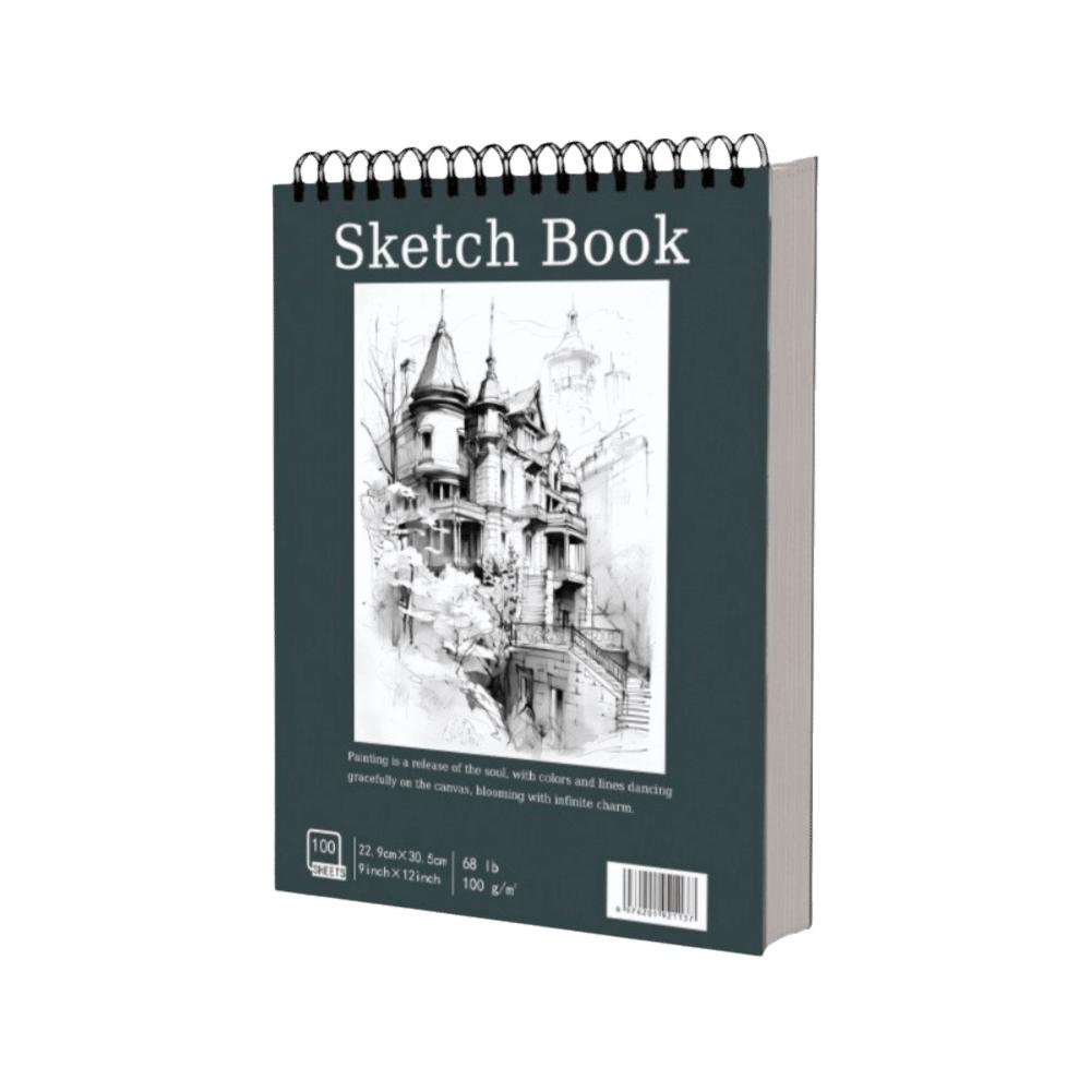 100 Sheets Spiral Bound Artist Sketchbook Perforated Pages Sketching Notebook Crayon Drawing