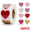100-500pcs 1inch Red Heart Stickers for Valentine's Day New Baking Packaging Sticker Envelope Seals Love Decorative Stickers