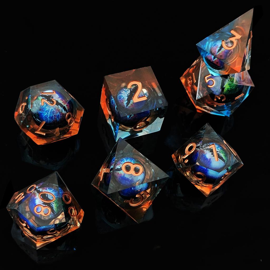 7 шт./компл. DND D20 Liquid Core Flow Eye Dice наборы для COC Dungeon and Dragon Pathfinder RPG ролевые игры вечеринки игрушки аксессуары