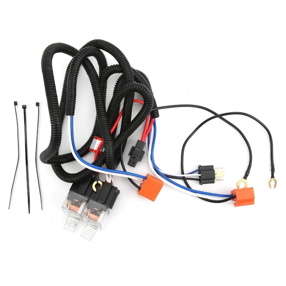 DC 12V H4 Headlight Relay Harness Ceramic Socket Relay Wiring Harness Kit Offroad Truck