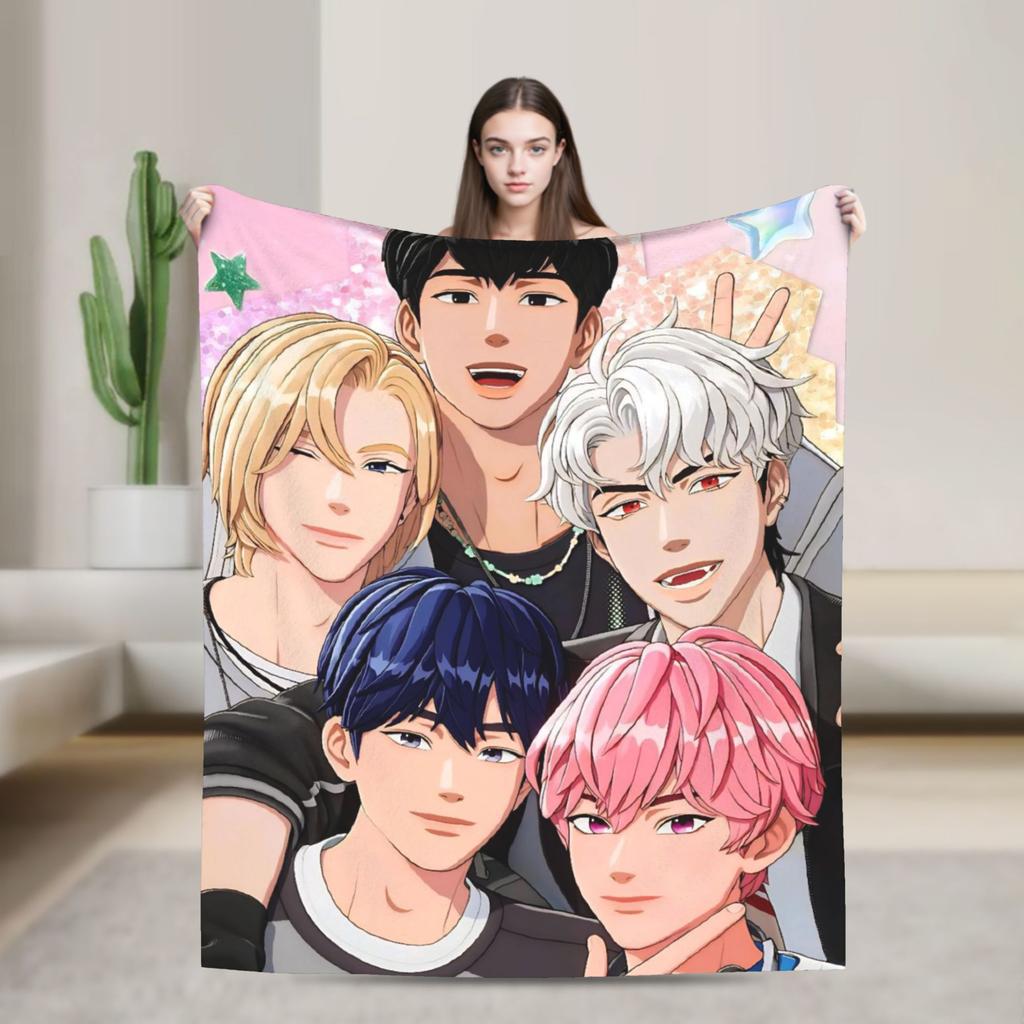 Blankets Travel Kpop PLAVE Caligo pt Throw Blanket Flannel Bedspread For Couch Chair Sofa Bed Graphic Sofa Bed Cover