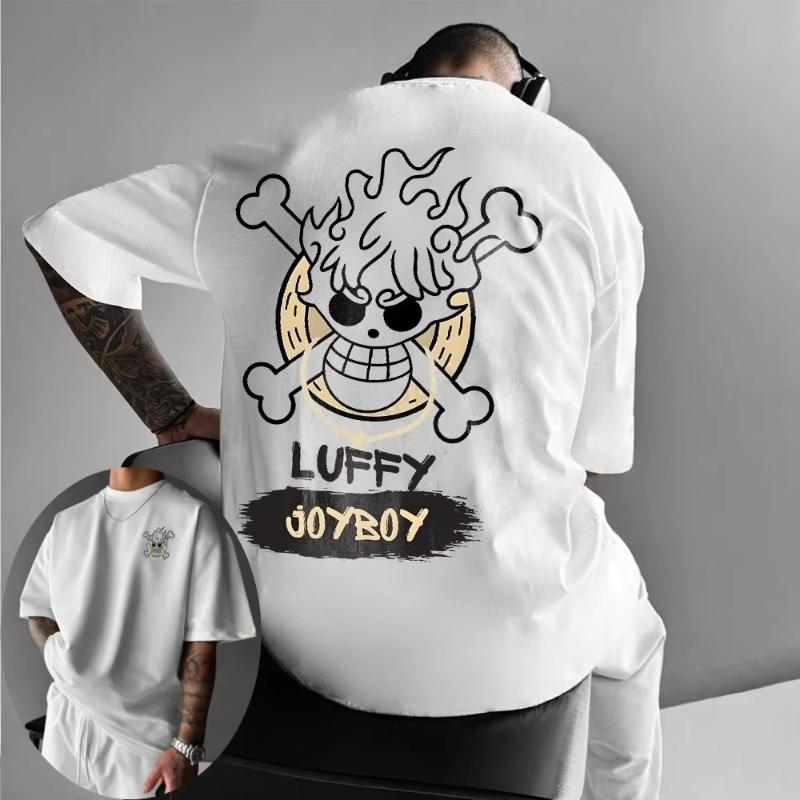 Мужская футболка One Piece Манки Д. Луффи Летняя Аниме Осень Мальчики и Дети С коротким рукавом Модная Нишевая Родительско-детская одежда