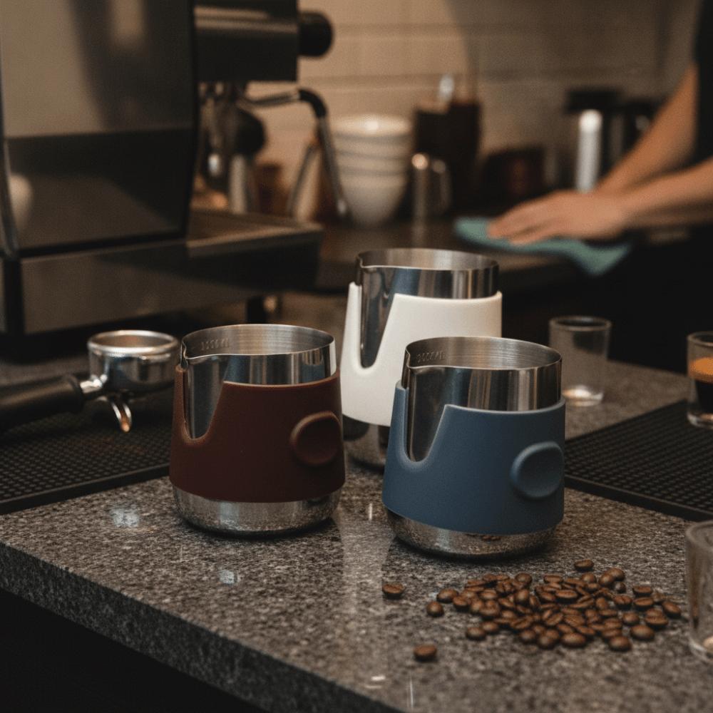 Stainless Steel Milk Frothing Pitcher Silicone Sleeve Espresso Milk Jug Kitchen