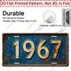 Плоский 2D, 1 шт. Винтажная алюминиевая металлическая табличка "1967" - 12"x6" Рустикальный настенный декор с потертым сине-желтым дизайном