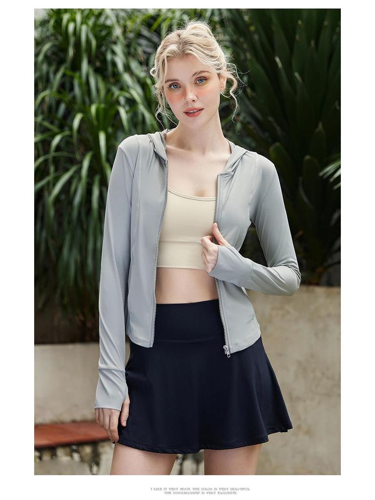 Женская солнцезащитная куртка с капюшоном из ледяного шелка UPF50+ - Летний спортивный уличный топ с защитой от УФ-лучей