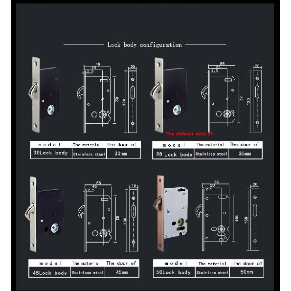 New sliding door lock, sliding door, wooden door, bathroom, bedroom, double-sided spring embedded folding door hook clasps
