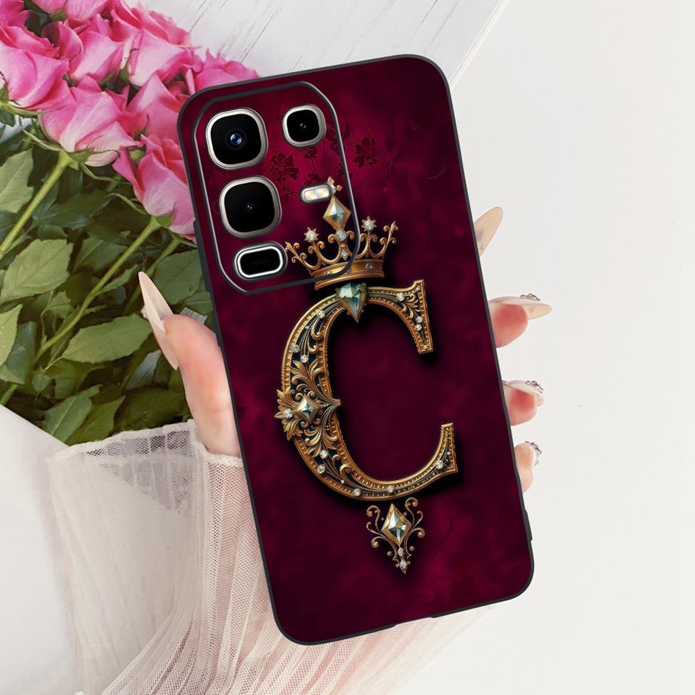 For Infinix Note 50s 5G Case X6870 Silicone Luxury Crown A-Z Letters 2D Painted Soft Phone Case For Inifnix Note 50s 5G Cover