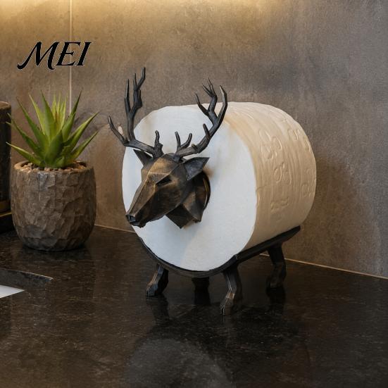 Minimalist Bathroom Organizer 3D Printed Elk Toilet Paper Holder, Stable Base Tissue Roll Decorative Holder Dispenser, Waterproof PLA Towel