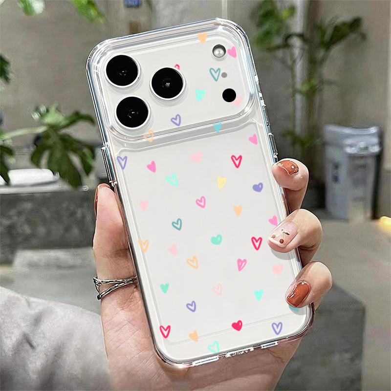 Мини чехол с узором из сердечек и звездочек для iPhone 17 Pro Max, чехол для iPhone 16 15 14 13 12 Pro Max 11, прозрачный мягкий силиконовый чехол из ТПУ