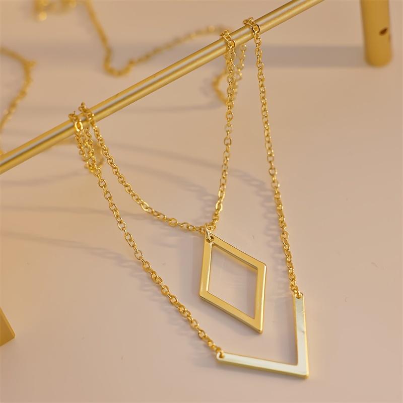 1шт Нержавеющая сталь 14K позолоченный геометрический кулон ожерелье, минималистичные многослойные цепочки ювелирные изделия для женщин