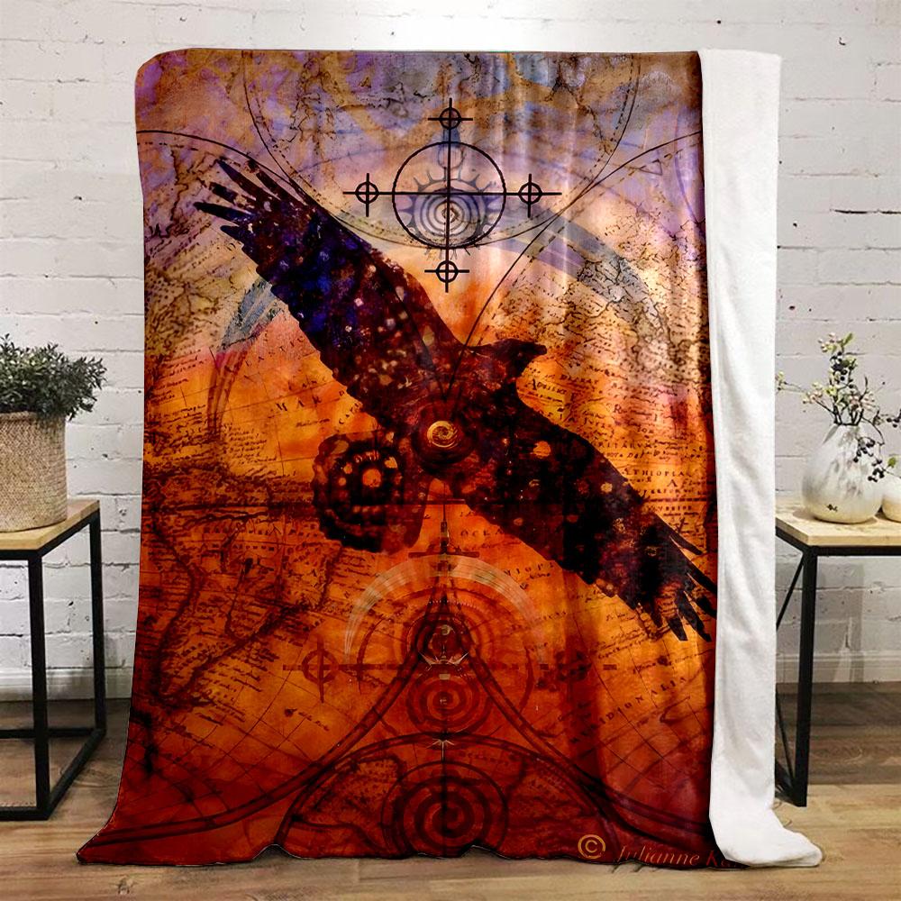 "Majestic Eagle on World Map Design" Patterned flannel blanket perfect for the bedroom living room, sofa, or a little nap