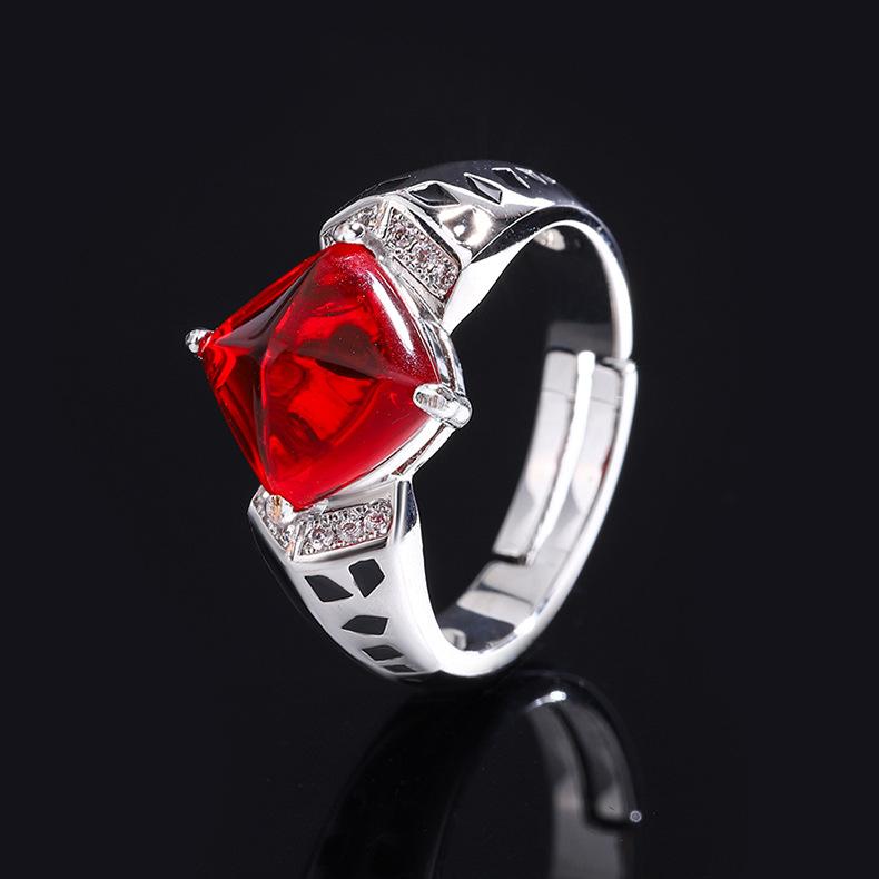 Ювелирные изделия Искусственный цвет Сокровище Сахарная башня Кольцо Квадратный бриллиант Сапфир Кольцо Бирюзовое