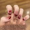 Autumn and Winter White Red French Wearing Nail Piece Finished Nail Patch False Nail Ins Wind Wearing Nail