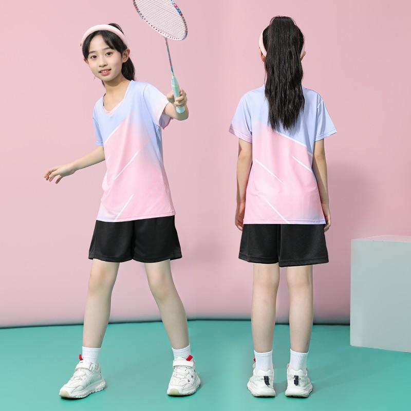 Kids Badminton Uniform Set Quick Dry Training Shirt Shorts Boys Girls Team Sports