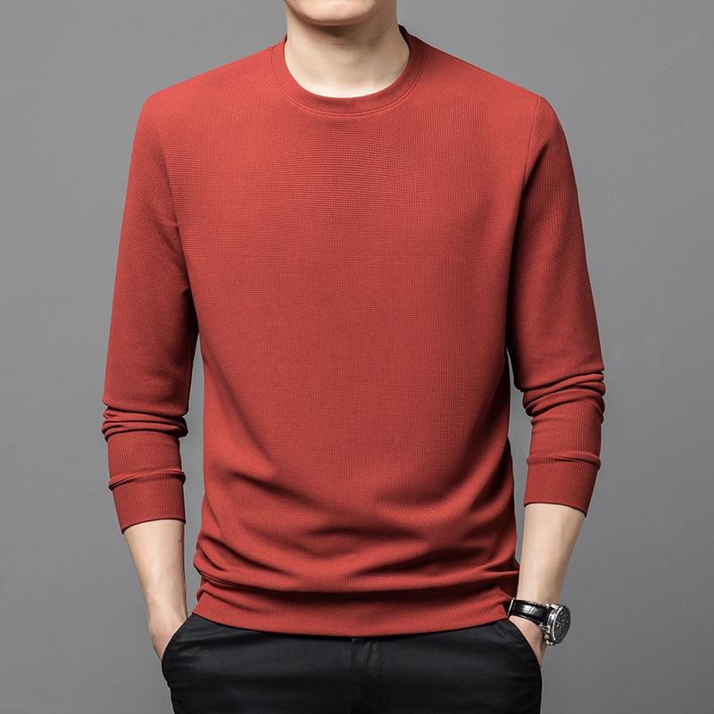 Men S Waffle Knit Crew Neck Long Sleeve T Shirt Casual Base Layer