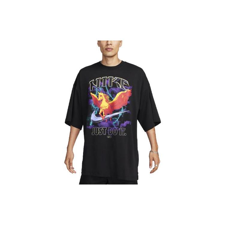 Nike T Shirts Men's Black Crew Neck Moderate Straight Fit FJ1089-010