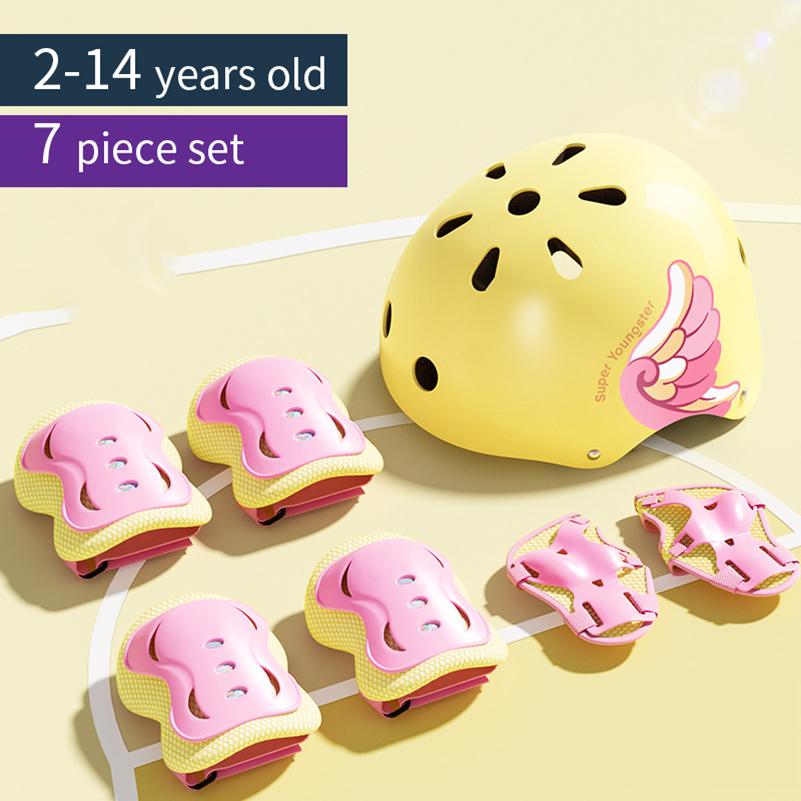 Детское защитное снаряжение шлем налокотники наколенники для девочек 3 4 5 6 7 8 9 10 11 12 лет мальчиков Подходит для катания на роликах и лыжах