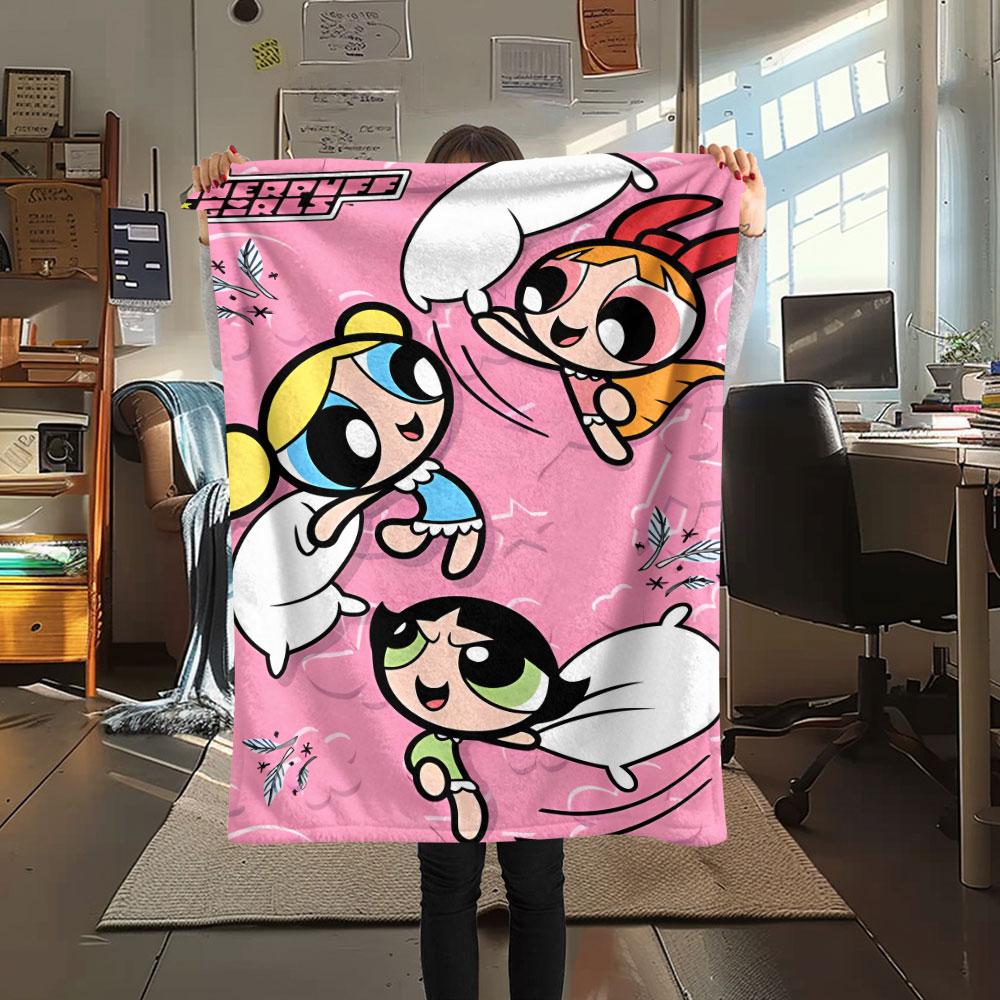 Powerpuff Girls Cartoon printing Flannel Blanket Bedroom Sofa Camping Warm blanket Gifts for family and friends-MJ003