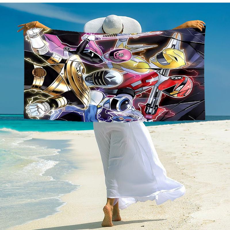 1pc Mighty Morphin Power Rangers1 Beach Towel, Comfortable and Thick, and Swimming/Bath/Picnic/Camping Towel, Suitable for Seaside Beaches